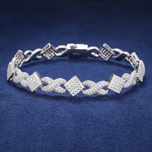 MOISSANITE INFINITY DIAMOND BRACELET IN STERLING SILVER - IVORY & EBONY