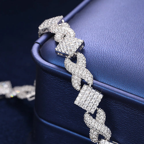 MOISSANITE INFINITY DIAMOND BRACELET IN STERLING SILVER - IVORY & EBONY