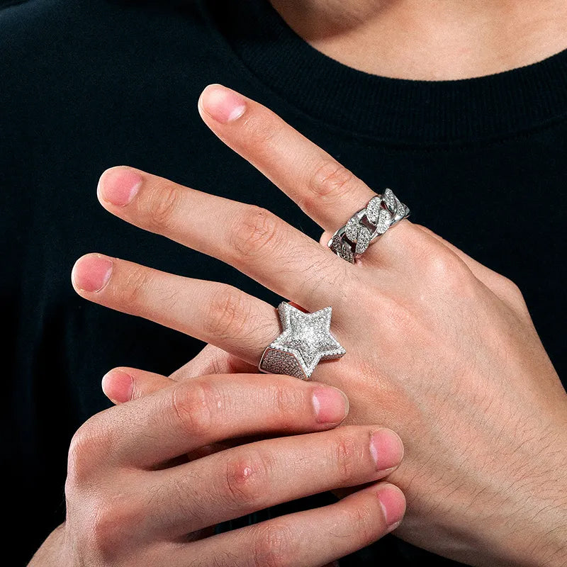 MOISSANITE STAR RING IN STERLING SILVER - IVORY & EBONY