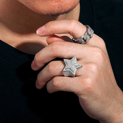 MOISSANITE STAR RING IN STERLING SILVER - IVORY & EBONY