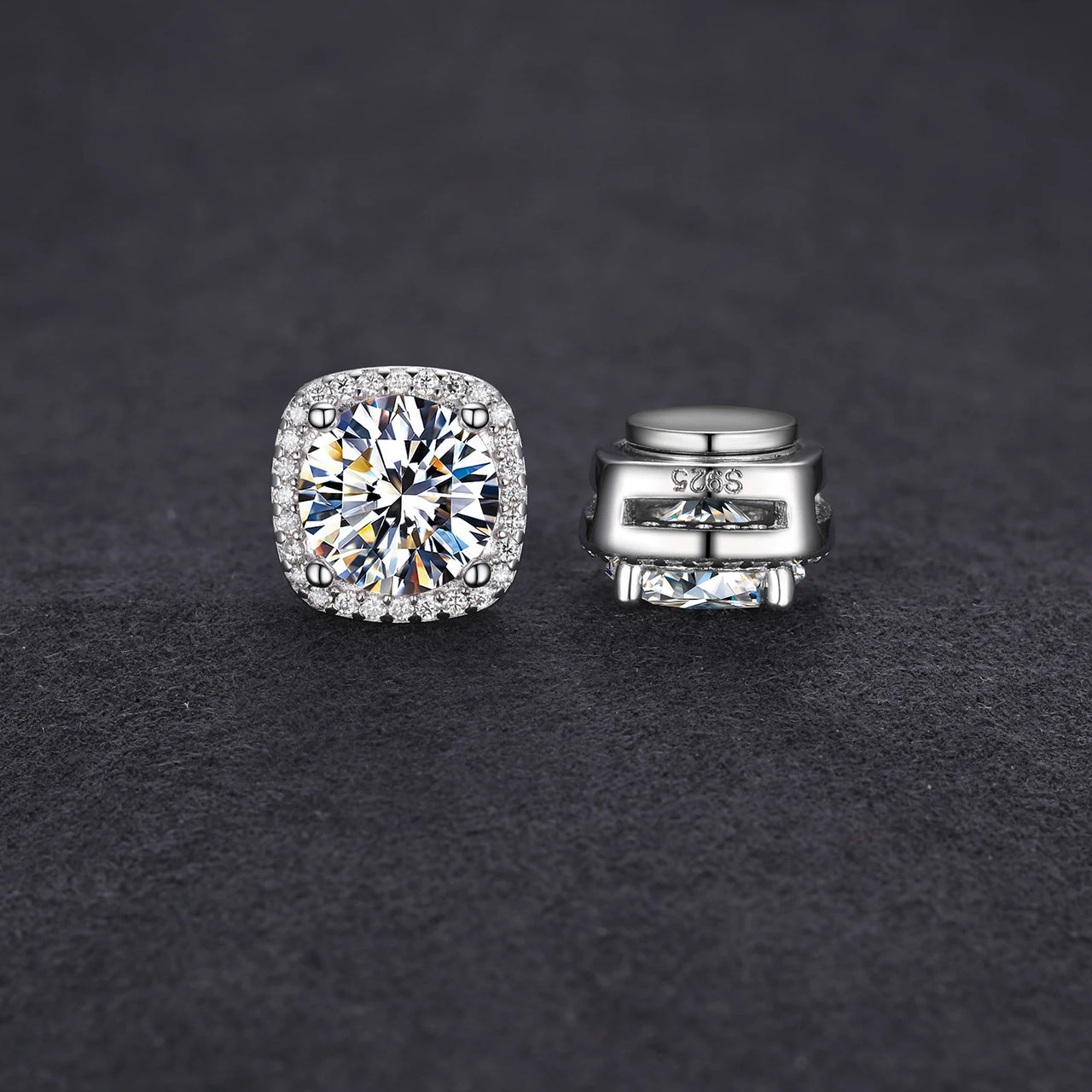 MOISSANITE DIAMOND MAGNETIC EARRINGS IN STERLING SILVER - IVORY & EBONY