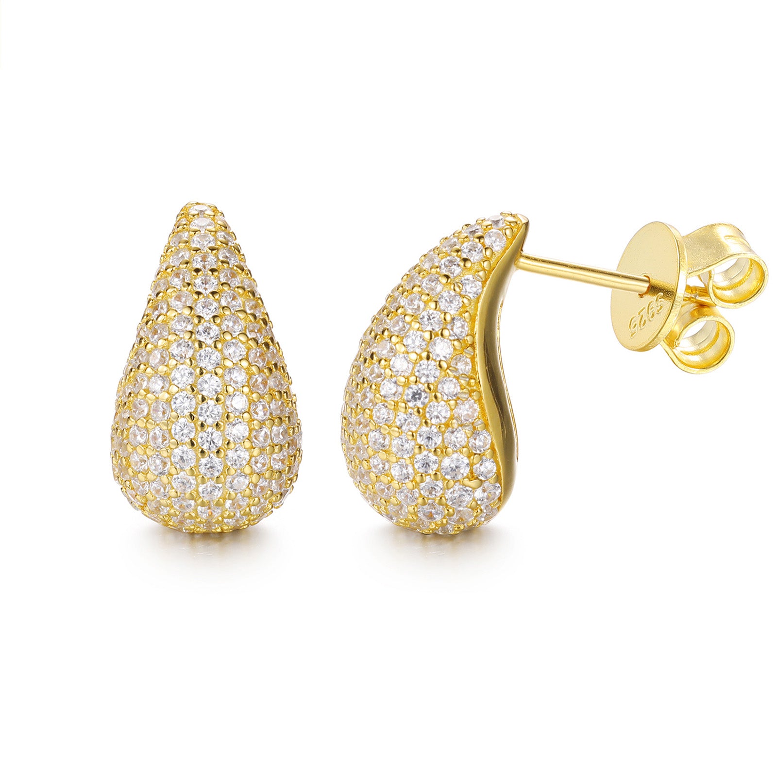 MOISSANITE DIAMONDS TEARDROP/WATERDROP STUD EARRINGS IN STERLING SILVER - IVORY & EBONY
