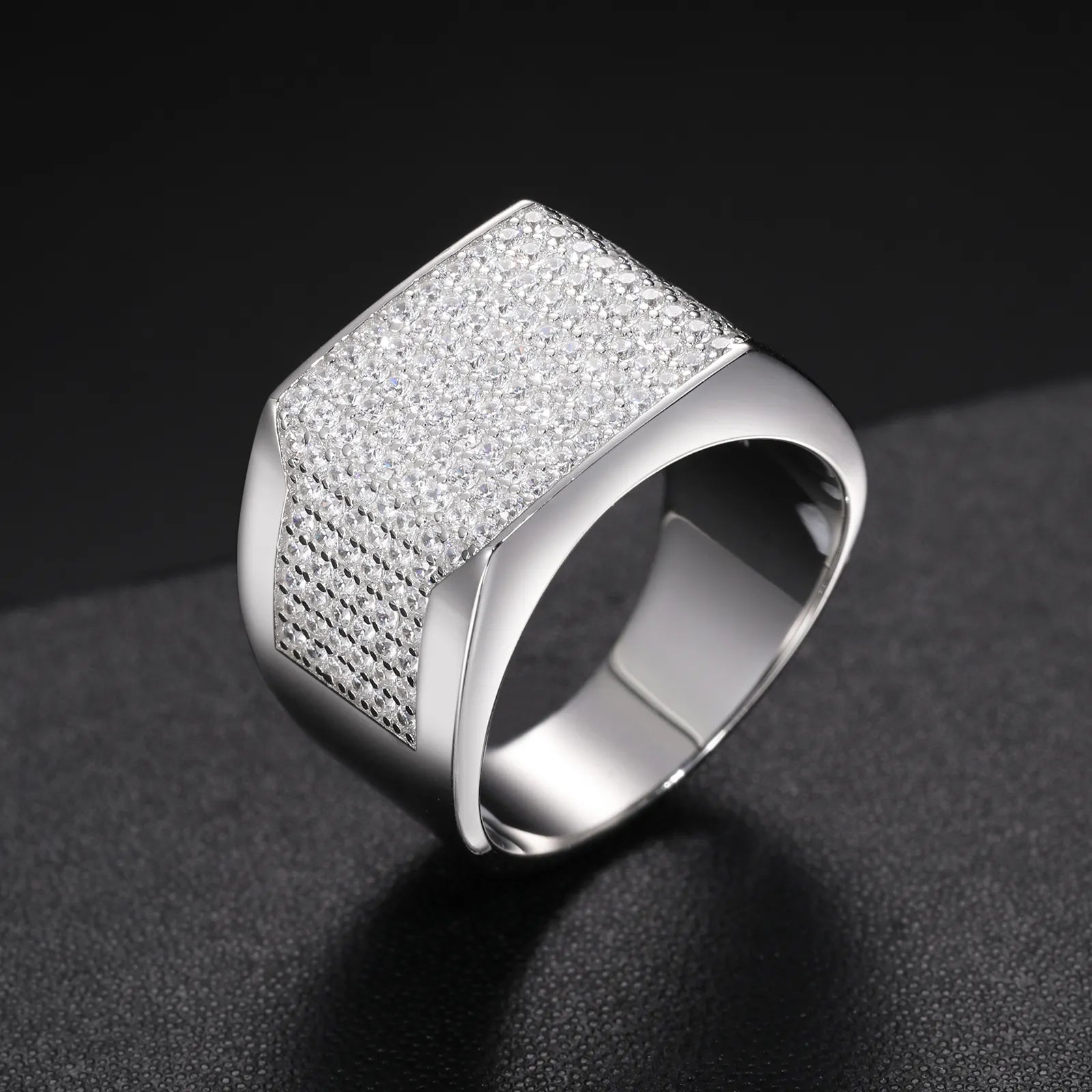 MOISSANITE DIAMOND VINTAGE SIGNET RING IN STERLING SILVER - IVORY & EBONY