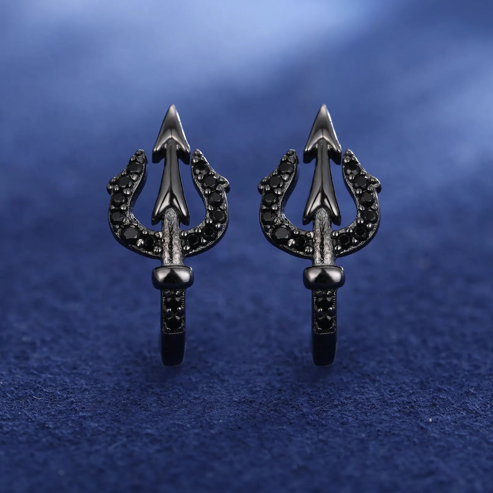 TRIDENT MOISSANITE STUD EARRINGS IN STERLING SILVER - IVORY & EBONY