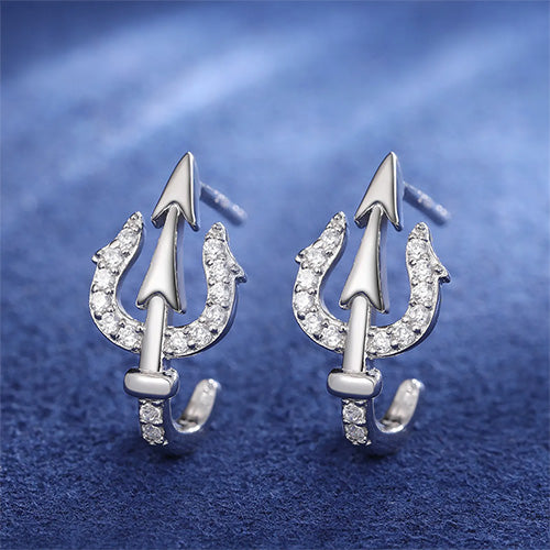 TRIDENT MOISSANITE STUD EARRINGS IN STERLING SILVER - IVORY & EBONY