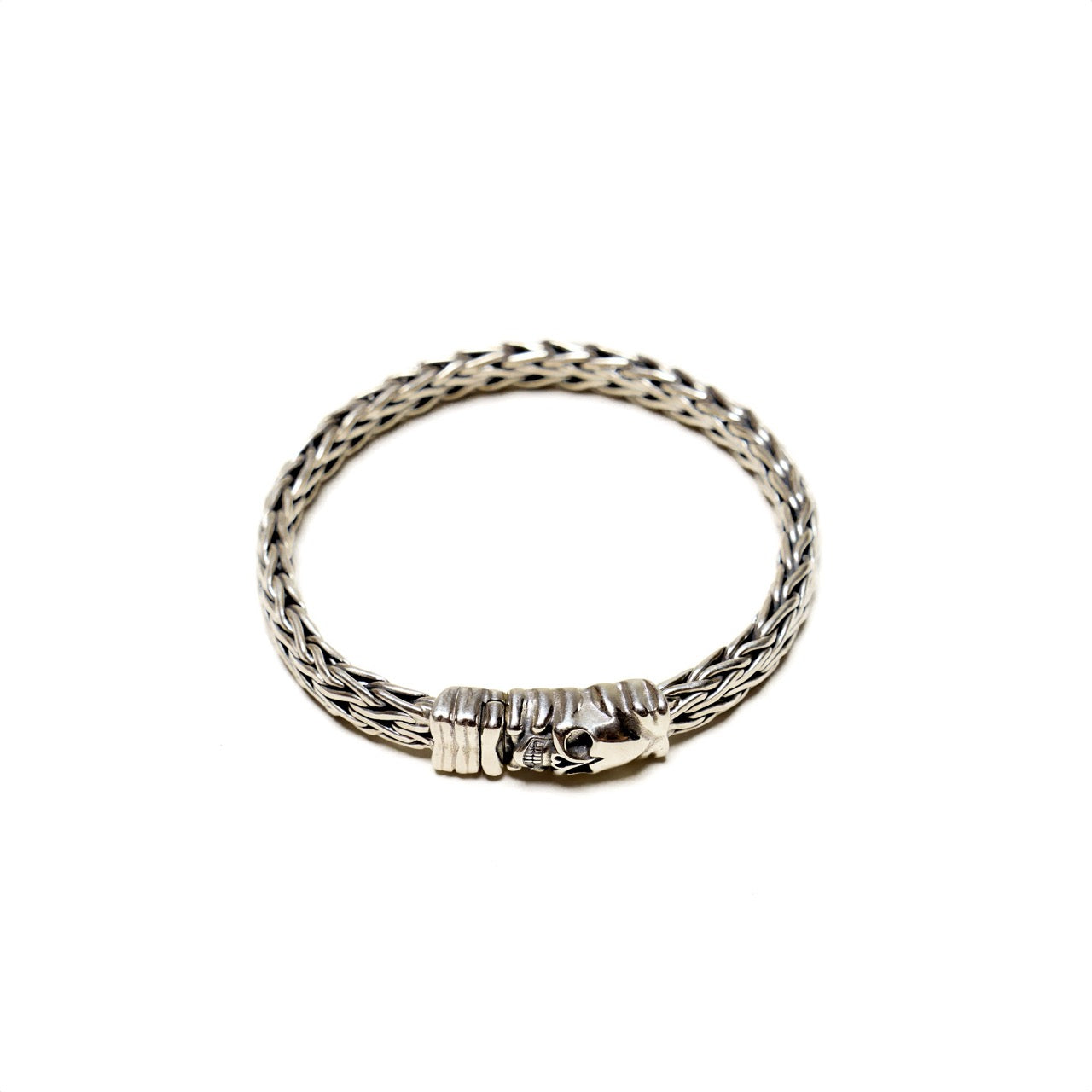 Skull Foxtail Chain Bracelet in Sterling Silver - IVORY & EBONY