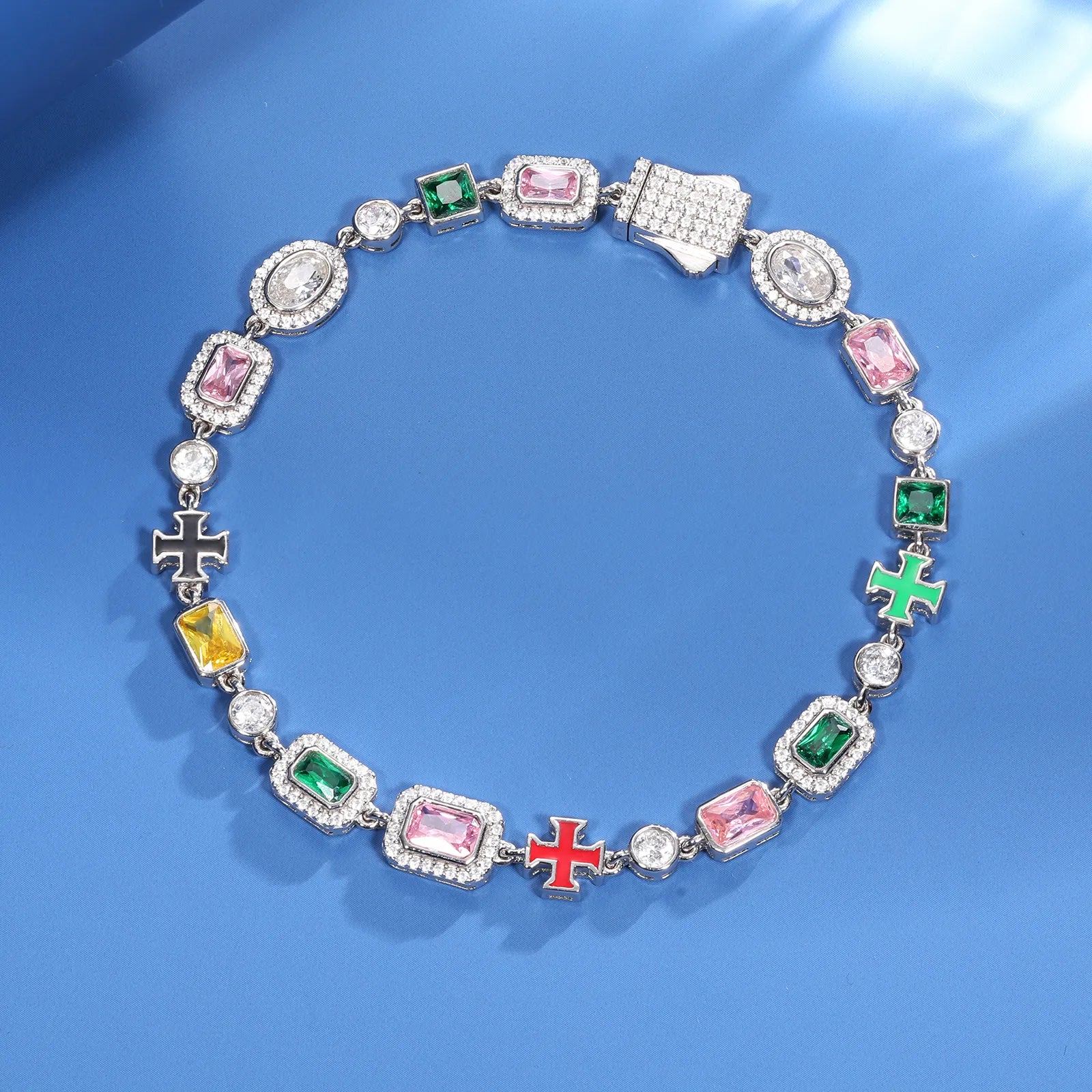 MOISSANITE CLUSTER TENNIS BRACELET IN STERLING SILVER - IVORY & EBONY