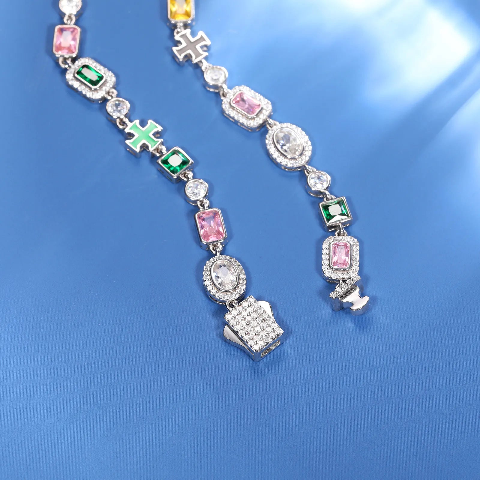 MOISSANITE CLUSTER TENNIS BRACELET IN STERLING SILVER - IVORY & EBONY