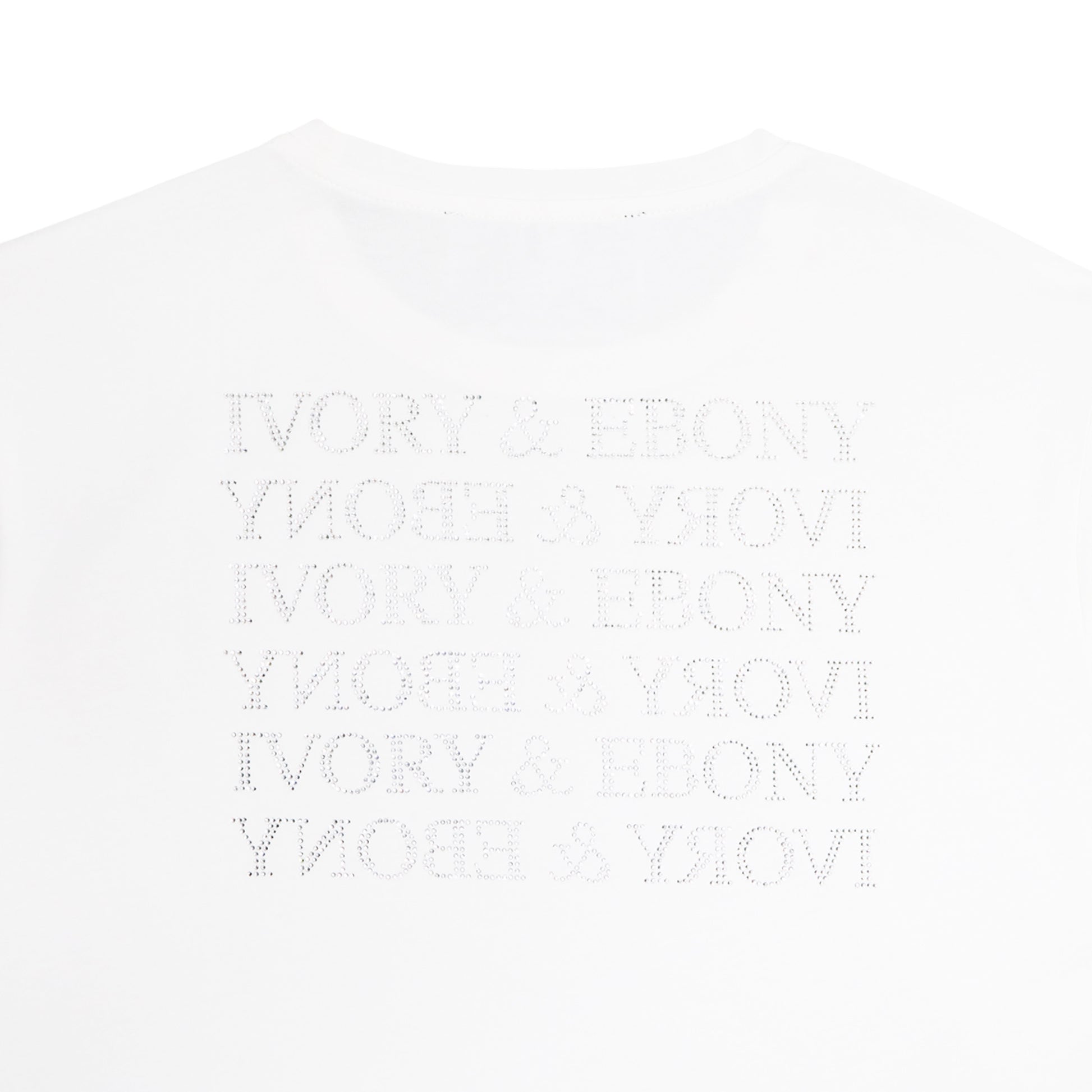 Rhinestone Detail Hydrophobic T-Shirt - IVORY & EBONY