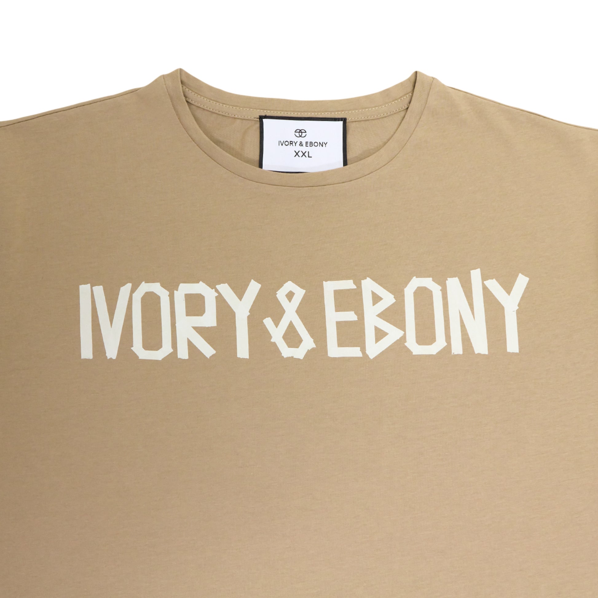 Tape Text Hydrophobic T-Shirt - IVORY & EBONY