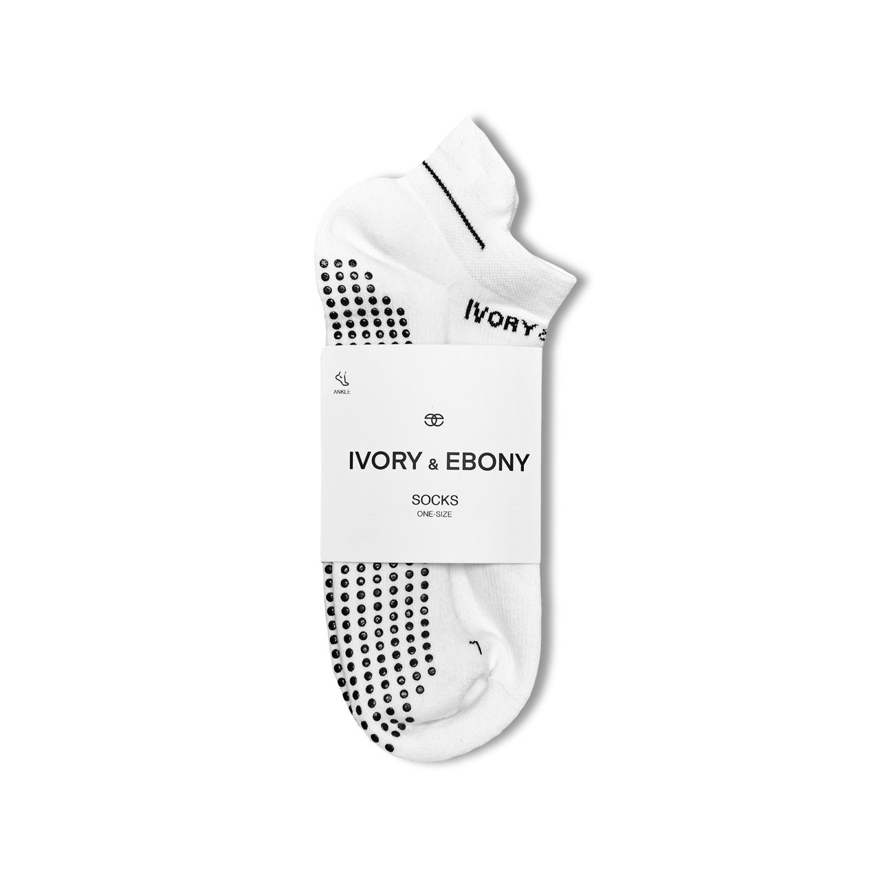 Upgrade Your Sock Drawer with Ivory & Ebony's Anti-Slip White Ankle Socks - Featuring Extra-Long Staple Cotton, Cushioned Footbed, Blister Tab, and Seamless Toe.