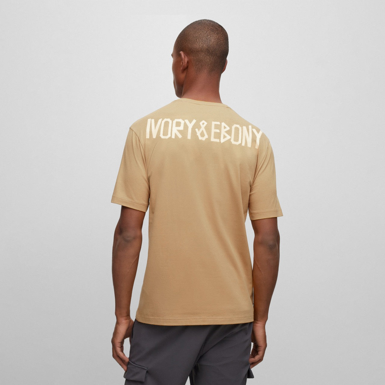 Tape Text Hydrophobic T-Shirt - IVORY & EBONY