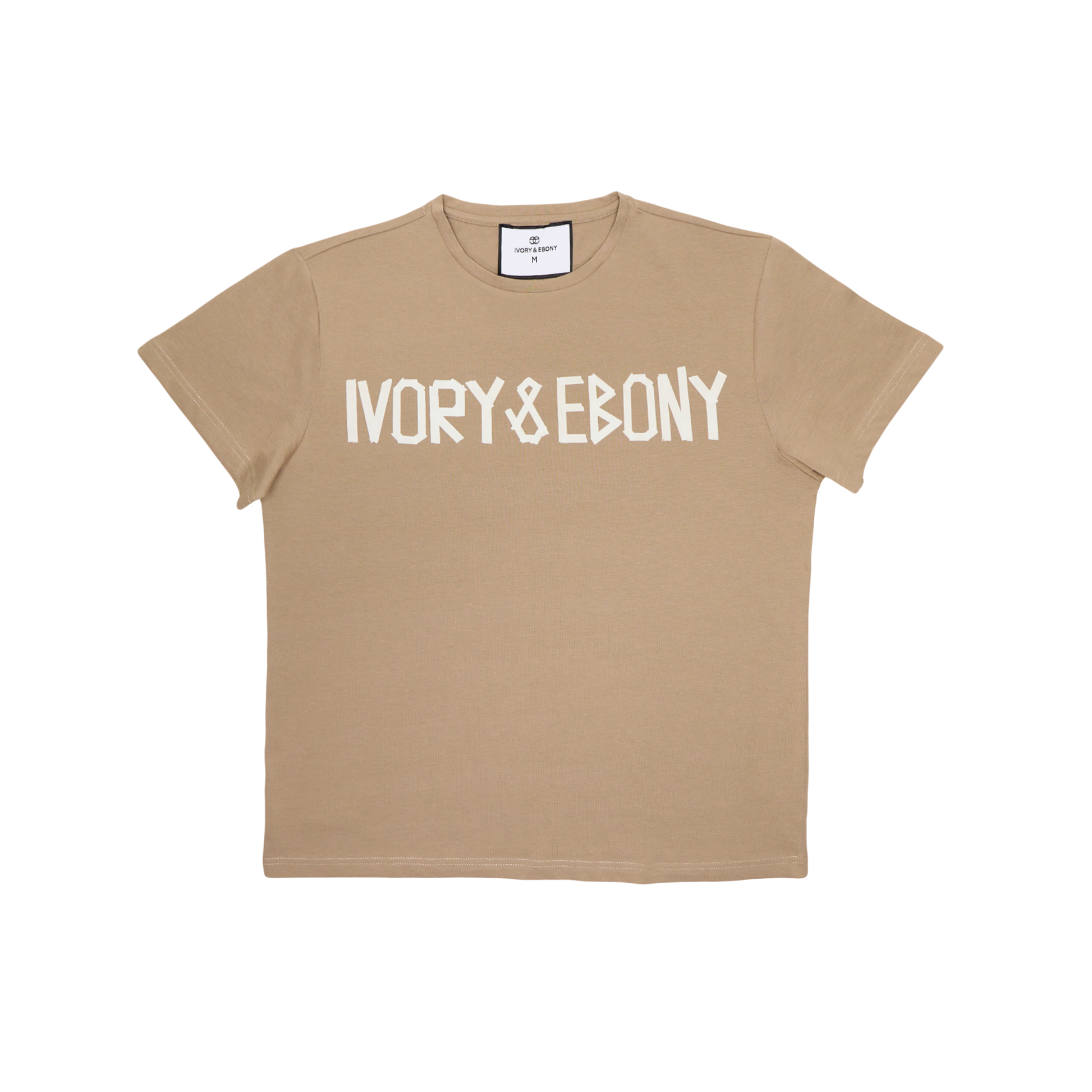 Tape Text Hydrophobic T-Shirt - IVORY & EBONY