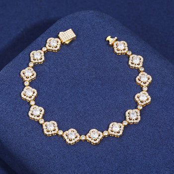 10MM FOUR LEAF CLOVER MOISSANITE BRACELET IN STERLING SILVER