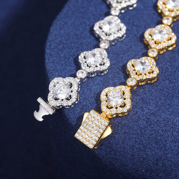 10MM FOUR LEAF CLOVER MOISSANITE BRACELET IN STERLING SILVER