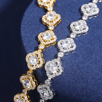 10MM FOUR LEAF CLOVER MOISSANITE BRACELET IN STERLING SILVER