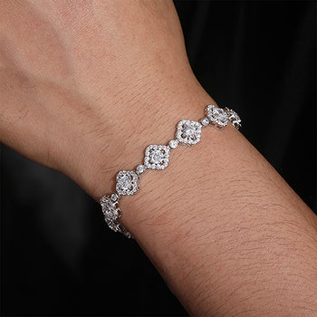 10MM FOUR LEAF CLOVER MOISSANITE BRACELET IN STERLING SILVER