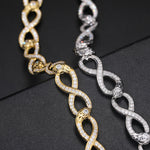 10MM INFINITY LINK MOISSANITE CUBAN CHAIN BRACELET IN STERLING SILVER