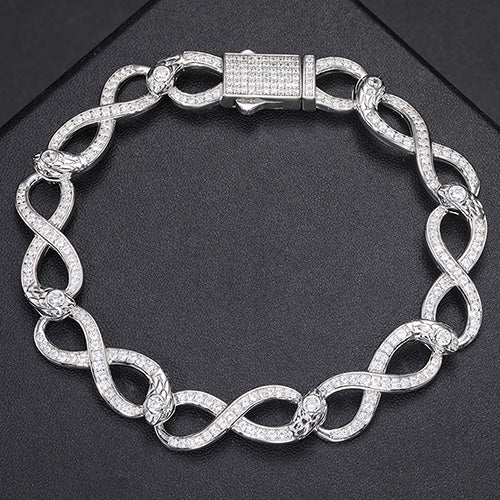 10MM INFINITY LINK MOISSANITE CUBAN CHAIN BRACELET IN STERLING SILVER