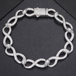 10MM INFINITY LINK MOISSANITE CUBAN CHAIN BRACELET IN STERLING SILVER