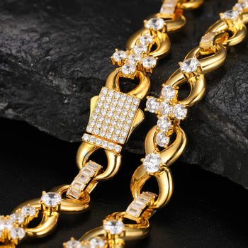 BRACELET À MAILLES CUBINES TAILLÉES EN ARGENT MASSIF