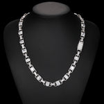 10MM PRINCESS MARQUISE BAGUETTE CUT DUBAI MOISSANITE LINK CHAIN IN STERLING SILVER