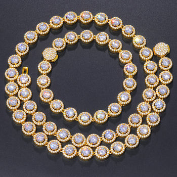 10MM ROUND MOISSANITE TENNIS CHAIN NECKLACE/BRACELET IN STERLING SILVER