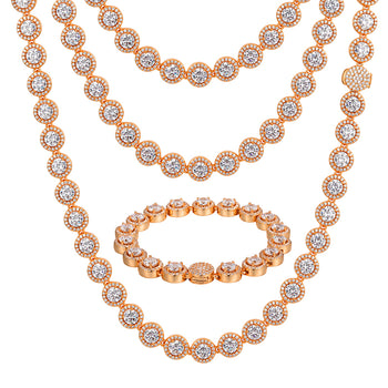 10MM ROUND MOISSANITE TENNIS CHAIN NECKLACE/BRACELET IN STERLING SILVER