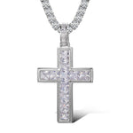 MOISSANITE ICED OUT CROSS PENDANT IN STERLING SILVER