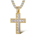 MOISSANITE ICED OUT CROSS PENDANT IN STERLING SILVER