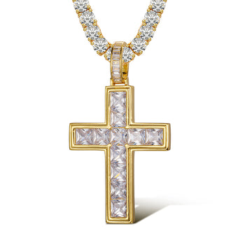 Pendentif croix serti de moissanite et d'argent sterling