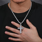 MOISSANITE ICED OUT CROSS PENDANT IN STERLING SILVER