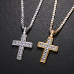 MOISSANITE ICED OUT CROSS PENDANT IN STERLING SILVER