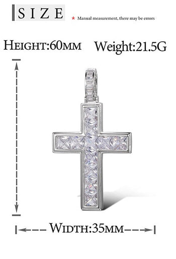 Pendentif croix serti de moissanite et d'argent sterling