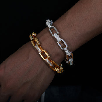 11MM MOISSANITE CUBAN BOX LINK CHAIN NECKLACE/BRACELET IN STERLING SILVER