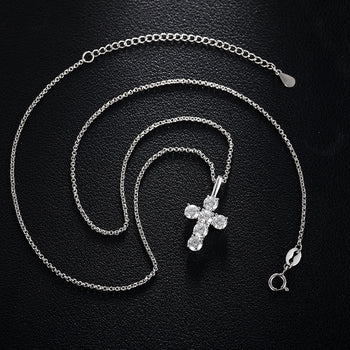 Collier pendentif croix en moissanite de 12 mm en argent sterling