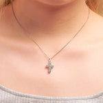 12MM MOISSANITE CROSS PENDANT NECKLACE IN STERLING SILVER