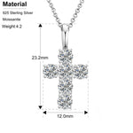 12MM MOISSANITE CROSS PENDANT NECKLACE IN STERLING SILVER