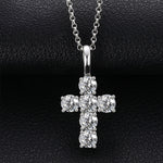 12MM MOISSANITE CROSS PENDANT NECKLACE IN STERLING SILVER