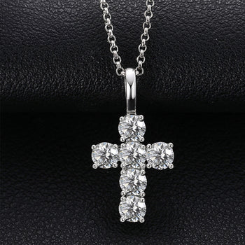 Collier pendentif croix en moissanite de 12 mm en argent sterling