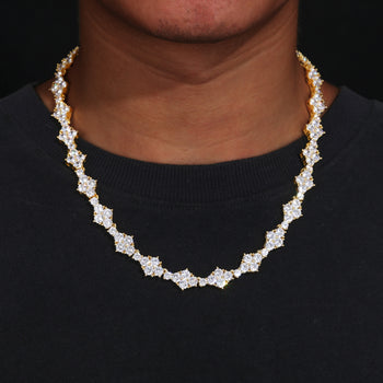 12MM MOISSANITE DIAMOND RHOMBUS TENNIS CHAIN NECKLACE IN STERLING SILVER - IVORY & EBONY