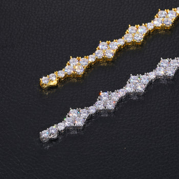 12MM MOISSANITE DIAMOND RHOMBUS TENNIS CHAIN NECKLACE IN STERLING SILVER - IVORY & EBONY