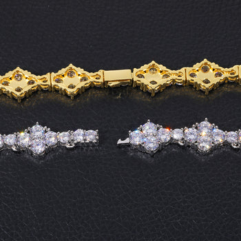 12MM MOISSANITE DIAMOND RHOMBUS TENNIS CHAIN NECKLACE IN STERLING SILVER - IVORY & EBONY