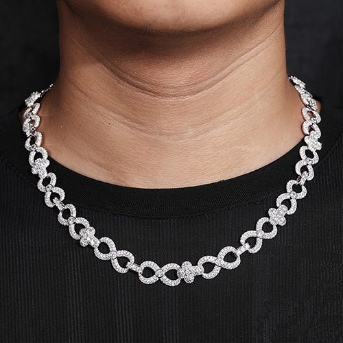 12MM MOISSANITE INFINITY CROSS CLUSTER CUBAN LINK CHAIN IN