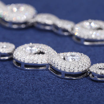 Armband mit kubanischer Gliederkette und Diamantschliff aus Sterlingsilber