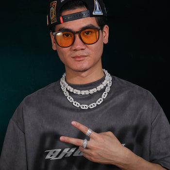 14MM BAGUETTE MOISSANITE BUSSDOWN CUBAN LINK CHAIN NECKLACE/BRACELET IN STERLING SILVER