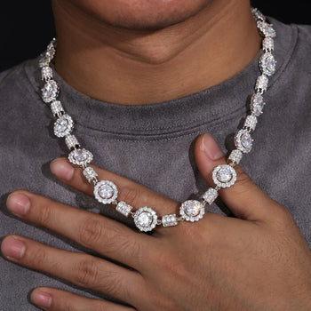 Armband mit kubanischer Gliederkette und Diamantschliff aus Sterlingsilber