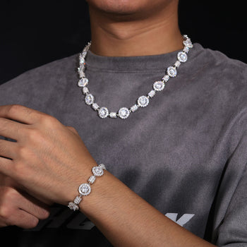 Armband mit kubanischer Gliederkette und Diamantschliff aus Sterlingsilber