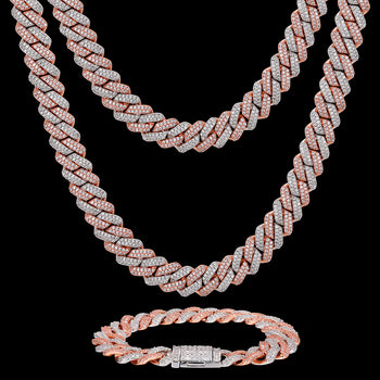 Collier ou bracelet à maillons cubains en moissanite de 14 mm, en argent sterling