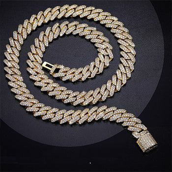 Collier ou bracelet à maillons cubains en moissanite de 14 mm, en argent sterling